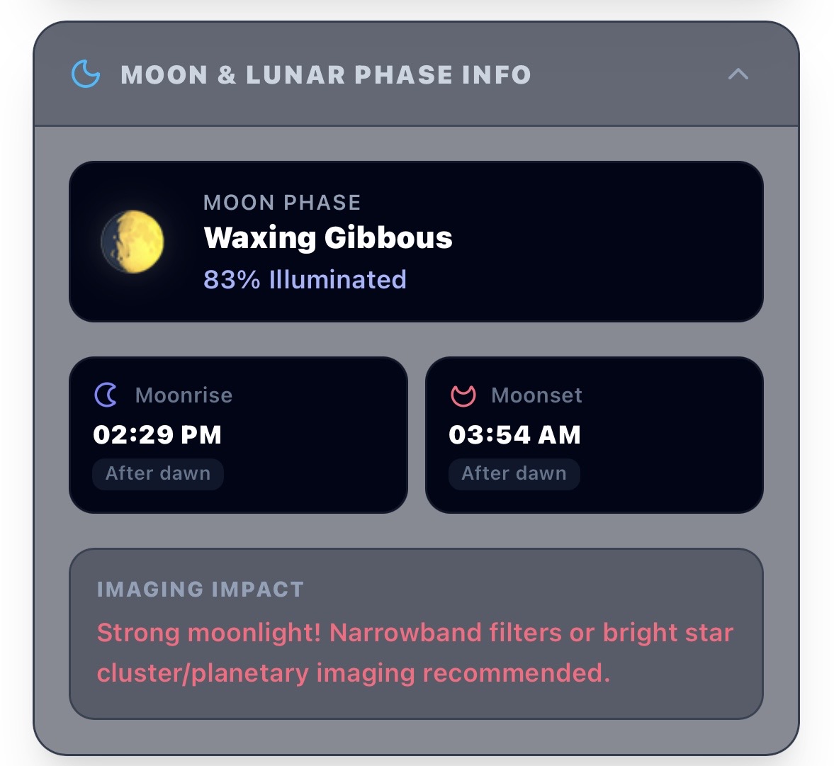 Moon & Lunar Phase Info Widget